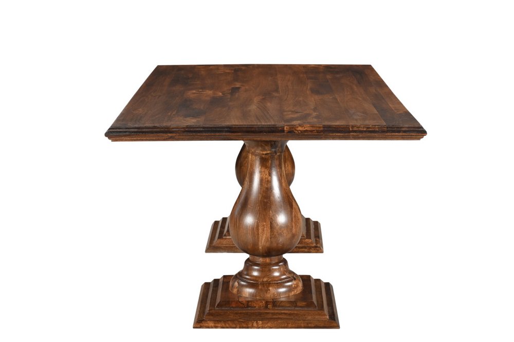75" Dark Brown Wood Double Pedestal Base Dining Table HomeRoots