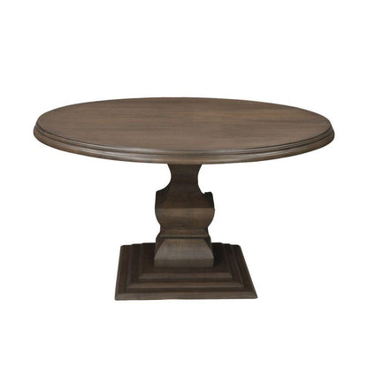 54" Brown Solid Wood Pedestal Base Round Top Dining Table HomeRoots