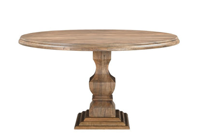54" Brown Solid Wood Pedestal Base Round Top Dining Table HomeRoots