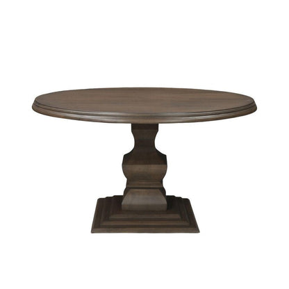 54" Brown Solid Wood Pedestal Base Round Top Dining Table HomeRoots