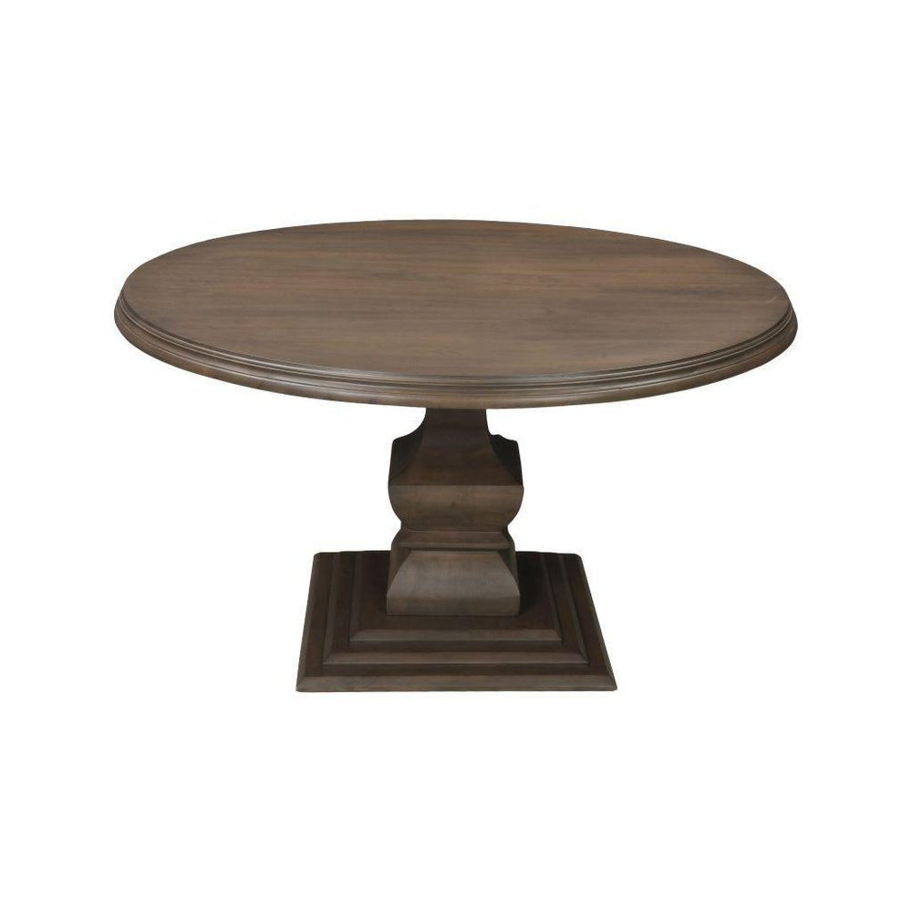 54" Brown Solid Wood Pedestal Base Round Top Dining Table — view 5