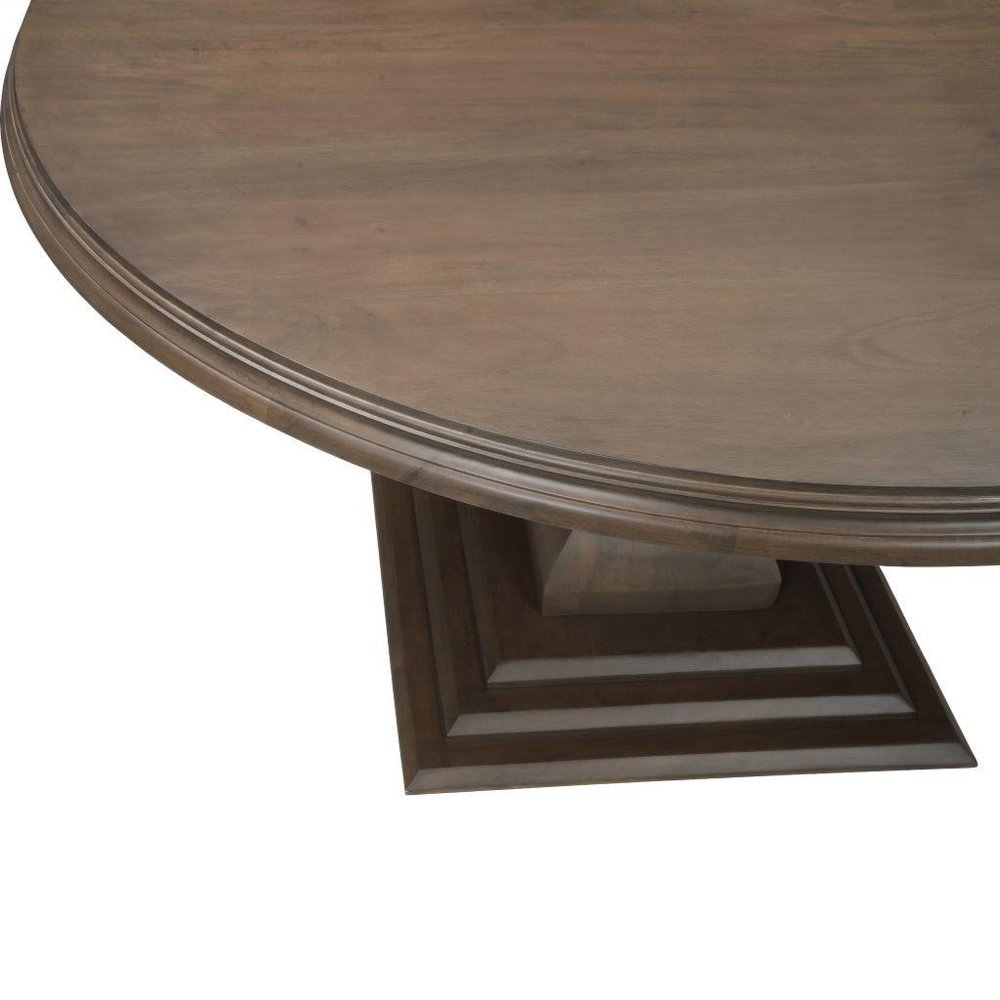 54" Brown Solid Wood Pedestal Base Round Top Dining Table HomeRoots