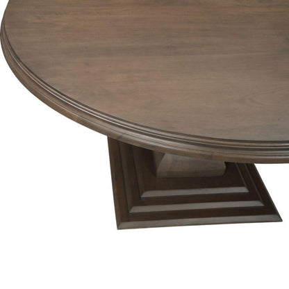 54" Brown Solid Wood Pedestal Base Round Top Dining Table HomeRoots