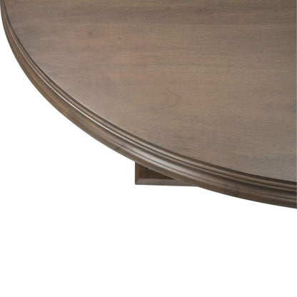 54" Brown Solid Wood Pedestal Base Round Top Dining Table HomeRoots