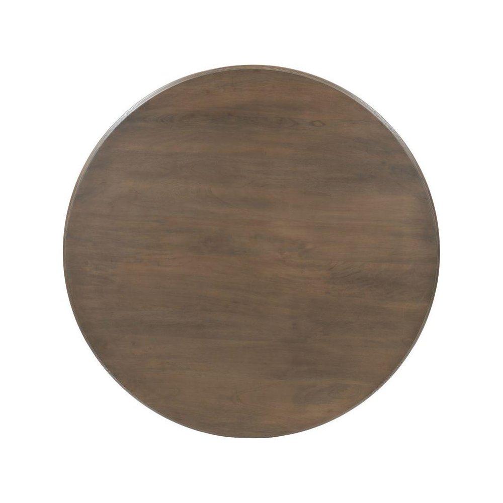 54" Brown Solid Wood Pedestal Base Round Top Dining Table — view 9