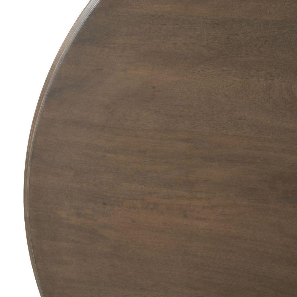 54" Brown Solid Wood Pedestal Base Round Top Dining Table — view 10