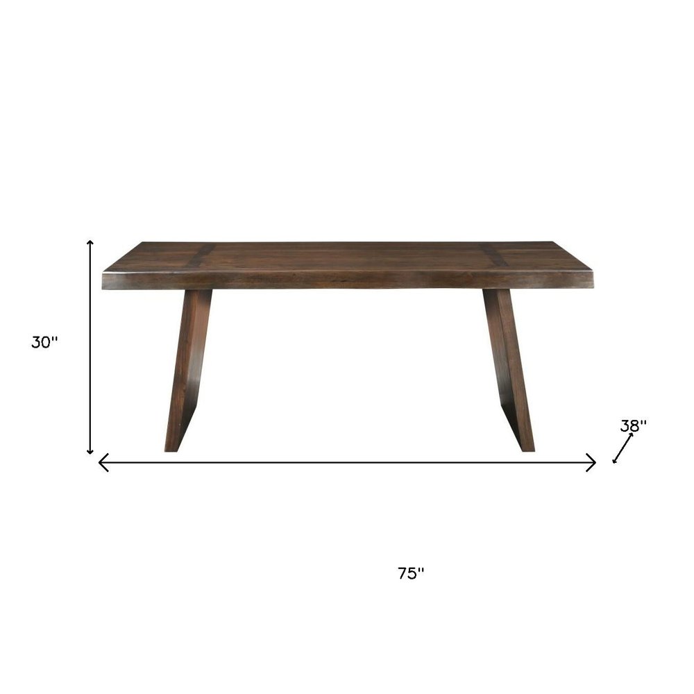 75" Dark Brown Solid Wood Live Edge Dining Table HomeRoots