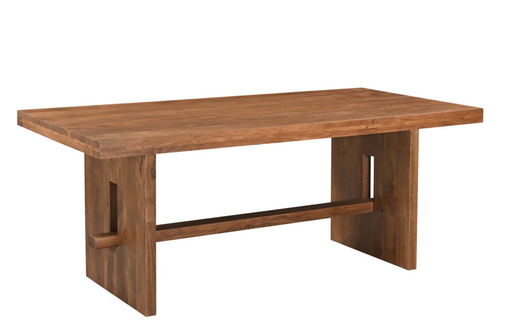 75" Brown Solid Wood Trestle Base Dining Table HomeRoots