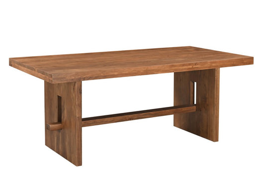 75" Brown Solid Wood Trestle Base Dining Table HomeRoots