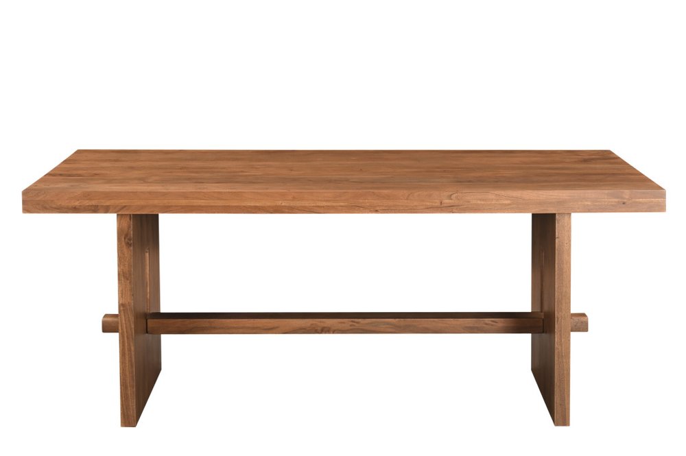 75" Brown Solid Wood Trestle Base Dining Table HomeRoots
