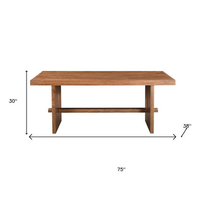 75" Brown Solid Wood Trestle Base Dining Table HomeRoots
