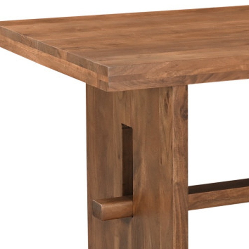 75" Brown Solid Wood Trestle Base Dining Table HomeRoots