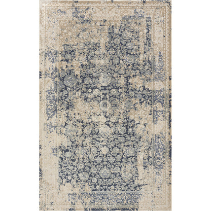 5' X 8' Blue and Ivory Floral Area Rug - 59.0" (H) x 96.0" (W) x 0.26" (D) FurniFindUSA