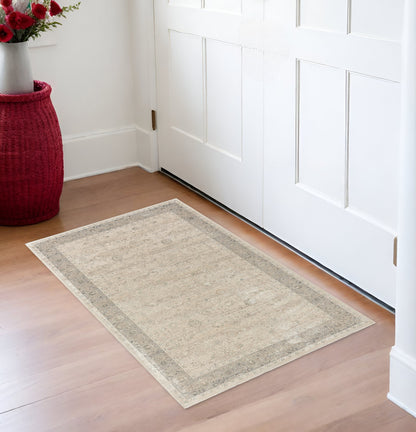 2' X 3' Beige Floral Area Rug - 48.0" (L) x 48.0" (W) x 1.0" (H)