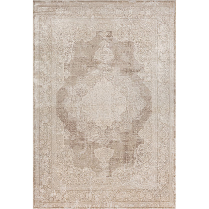 2' X 3' Beige and Ivory Medallion Area Rug - 47.24" (L) x 47.24" (W) x 0.43" (H)