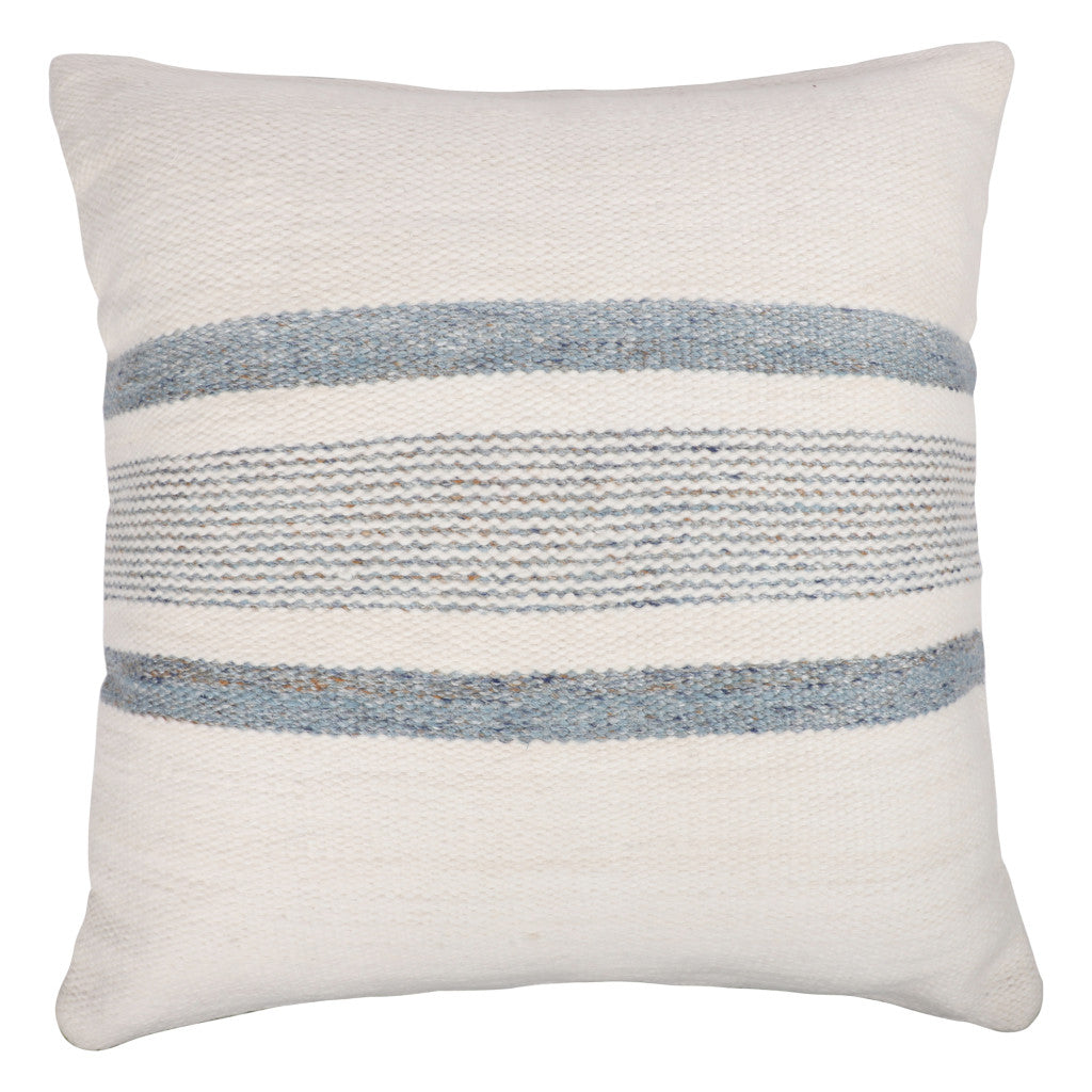 20" Blue and White Striped Throw Pillow