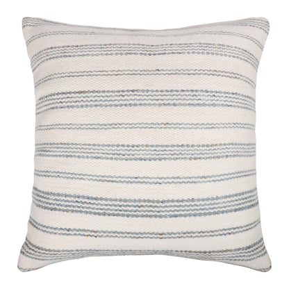 20" Blue and White Striped Throw Pillow