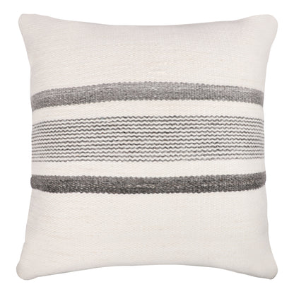 20" Black Gray and White Striped Throw Pillow