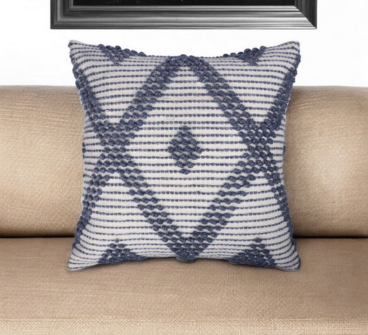 20" Blue Geometric Throw Pillow