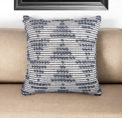 20" Navy and White Geometric Throw Pillow