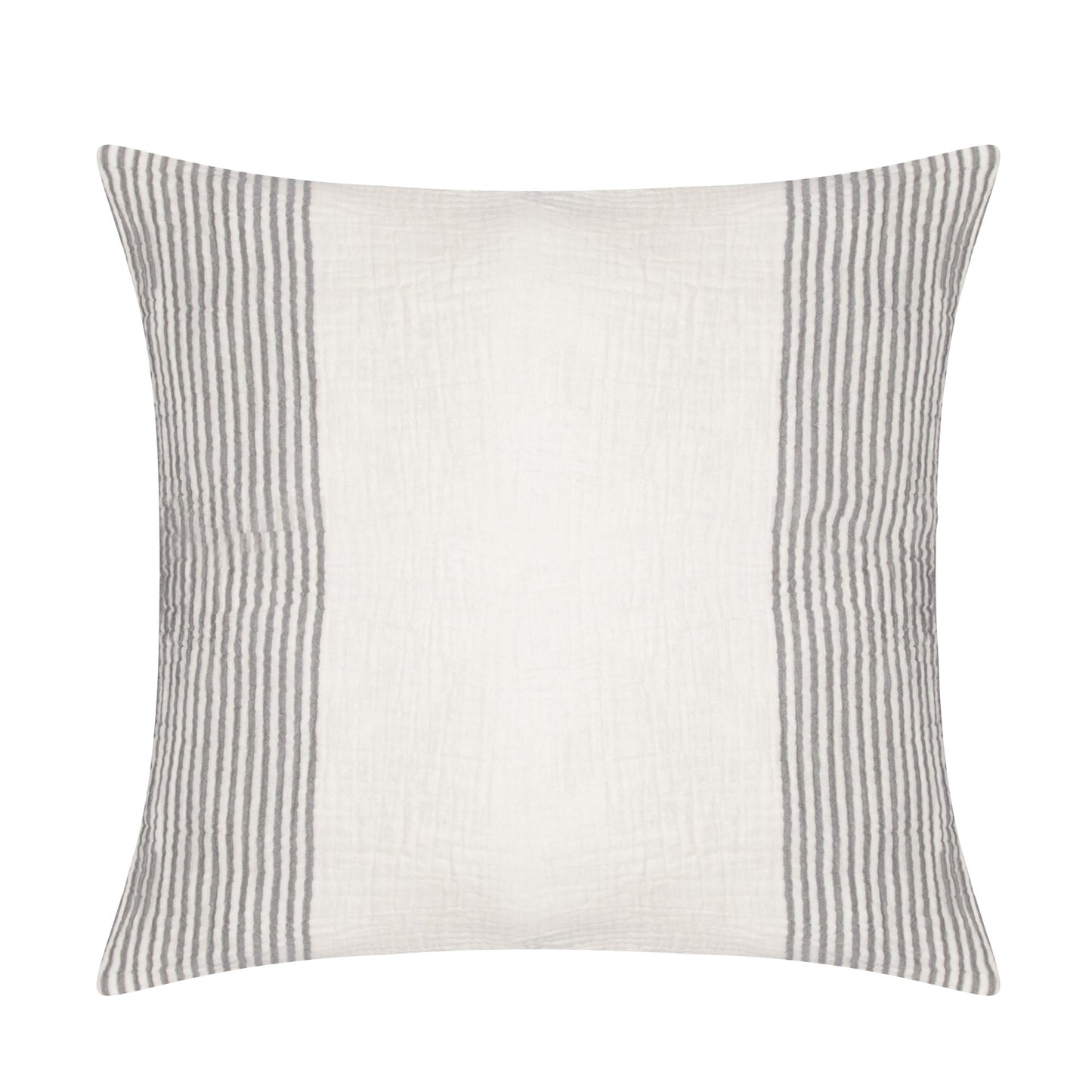 22" Gray and Ivory Striped Cotton Throw Pillow