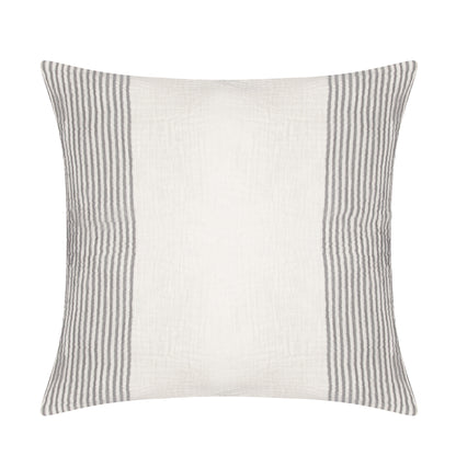 22" Gray and Ivory Striped Cotton Throw Pillow