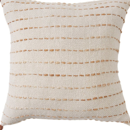 20" White Cotton Pillow With Tassels Edges HomeRoots