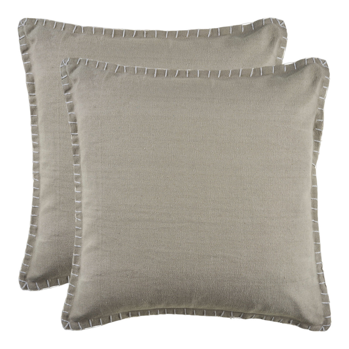 Set of Two Light Gray Cotton Throw Pillow