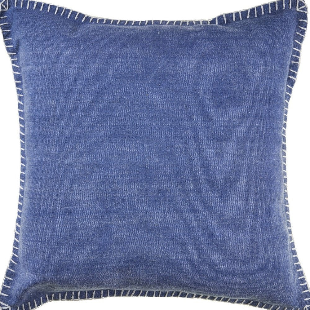 Set of Two Blue Cotton Throw Pillow HomeRoots