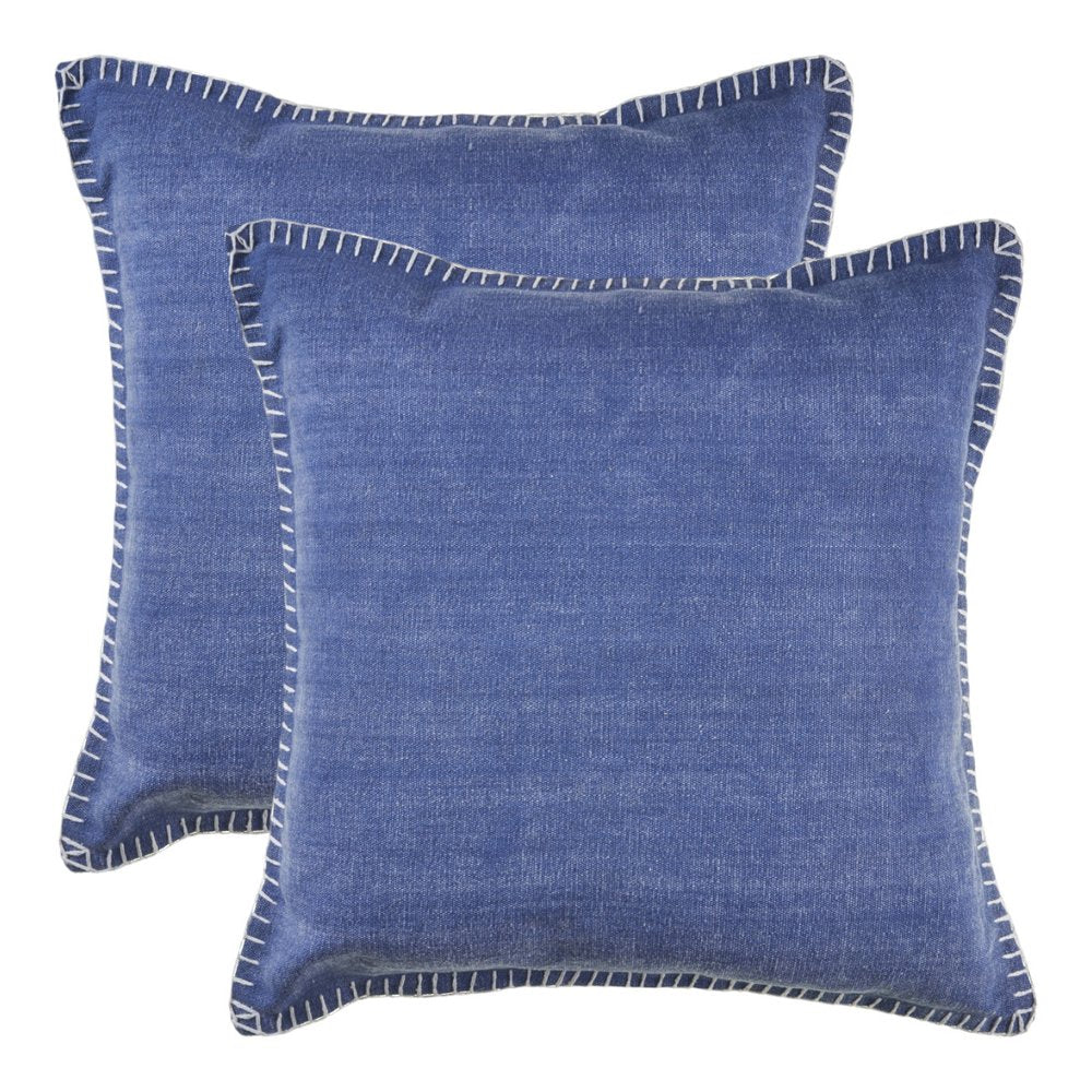Set of Two Blue Cotton Throw Pillow HomeRoots