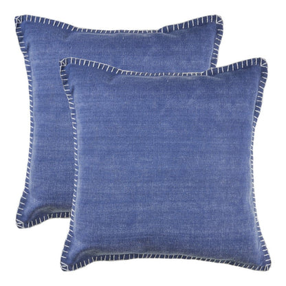 Set of Two Blue Cotton Throw Pillow HomeRoots