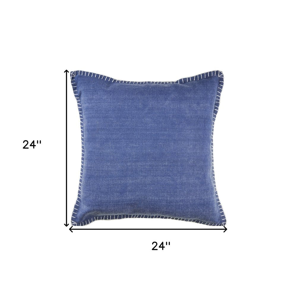 Set of Two Blue Cotton Throw Pillow — view 7