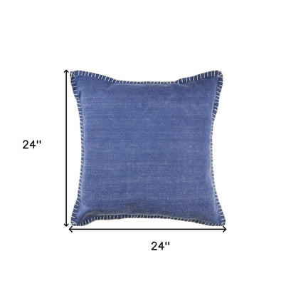 Set of Two Blue Cotton Throw Pillow HomeRoots