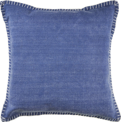 Set of Two Blue Cotton Throw Pillow