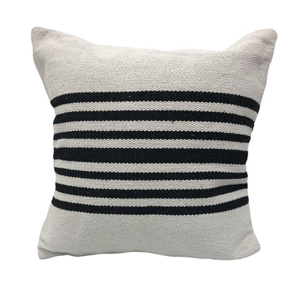 Set of Two Black and White Striped Cotton Throw Pillow