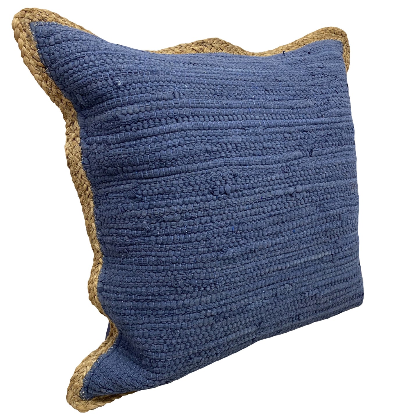 Set of Two Navy Blue Cotton Throw Pillow