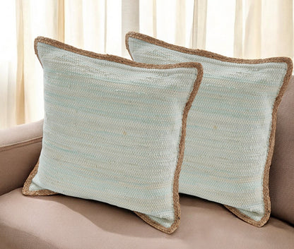 Set of Two Gray Cotton Throw Pillow