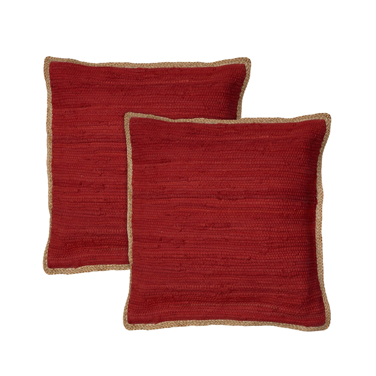 Set of Two Red Cotton Throw Pillow