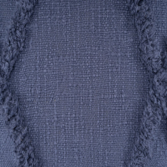 Set of Two Blue Diamond Cotton Throw Pillow With Fringe