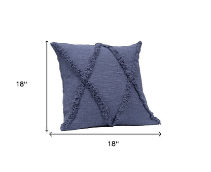 Set of Two Blue Diamond Cotton Throw Pillow With Fringe HomeRoots