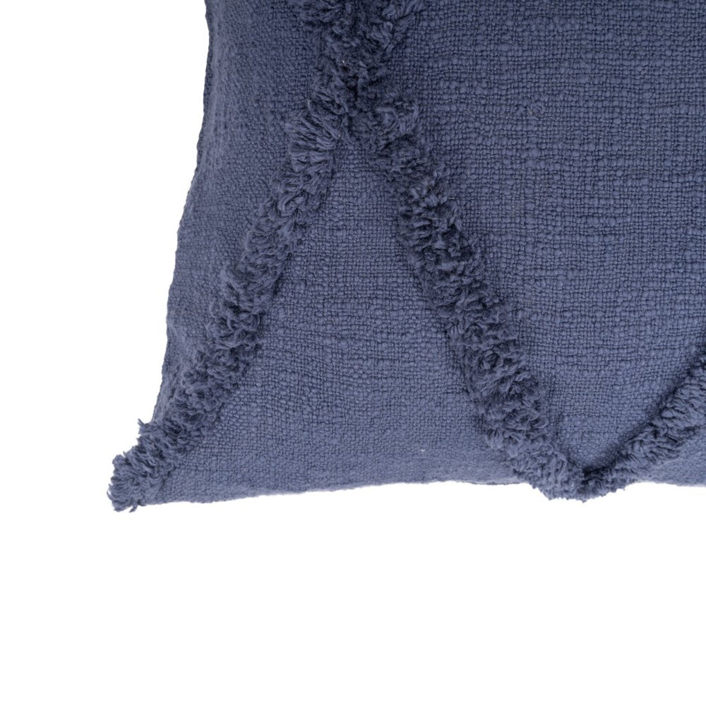 Set of Two Blue Diamond Cotton Throw Pillow With Fringe — view 6