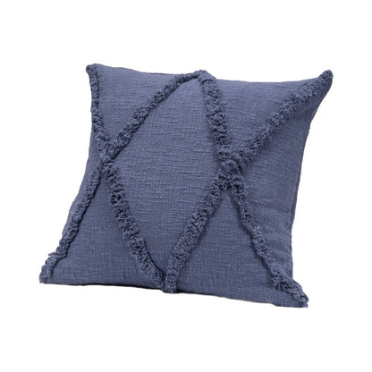 Set of Two Blue Diamond Cotton Throw Pillow With Fringe HomeRoots