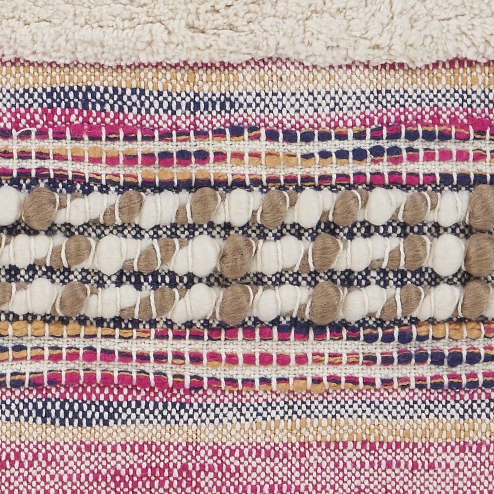 Set of Two Pink Striped Cotton Throw Pillows With Fringe — view 4