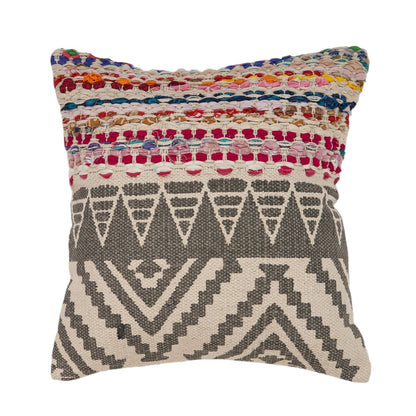 Set of Two Gray Chevron Cotton Throw Pillow 4.0" (L) x 18.0" (W) x 18.0" (H)