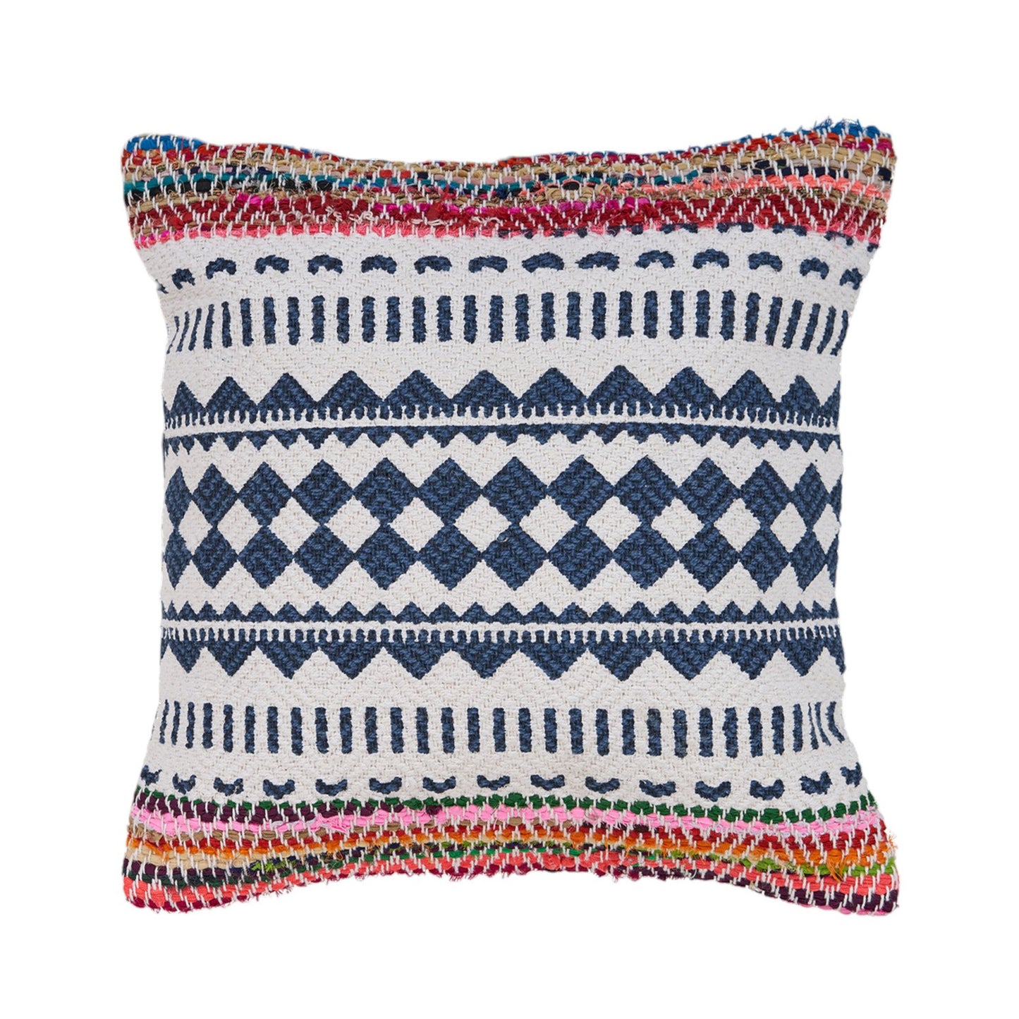 Set of Two Blue Geometric Cotton Throw Pillow