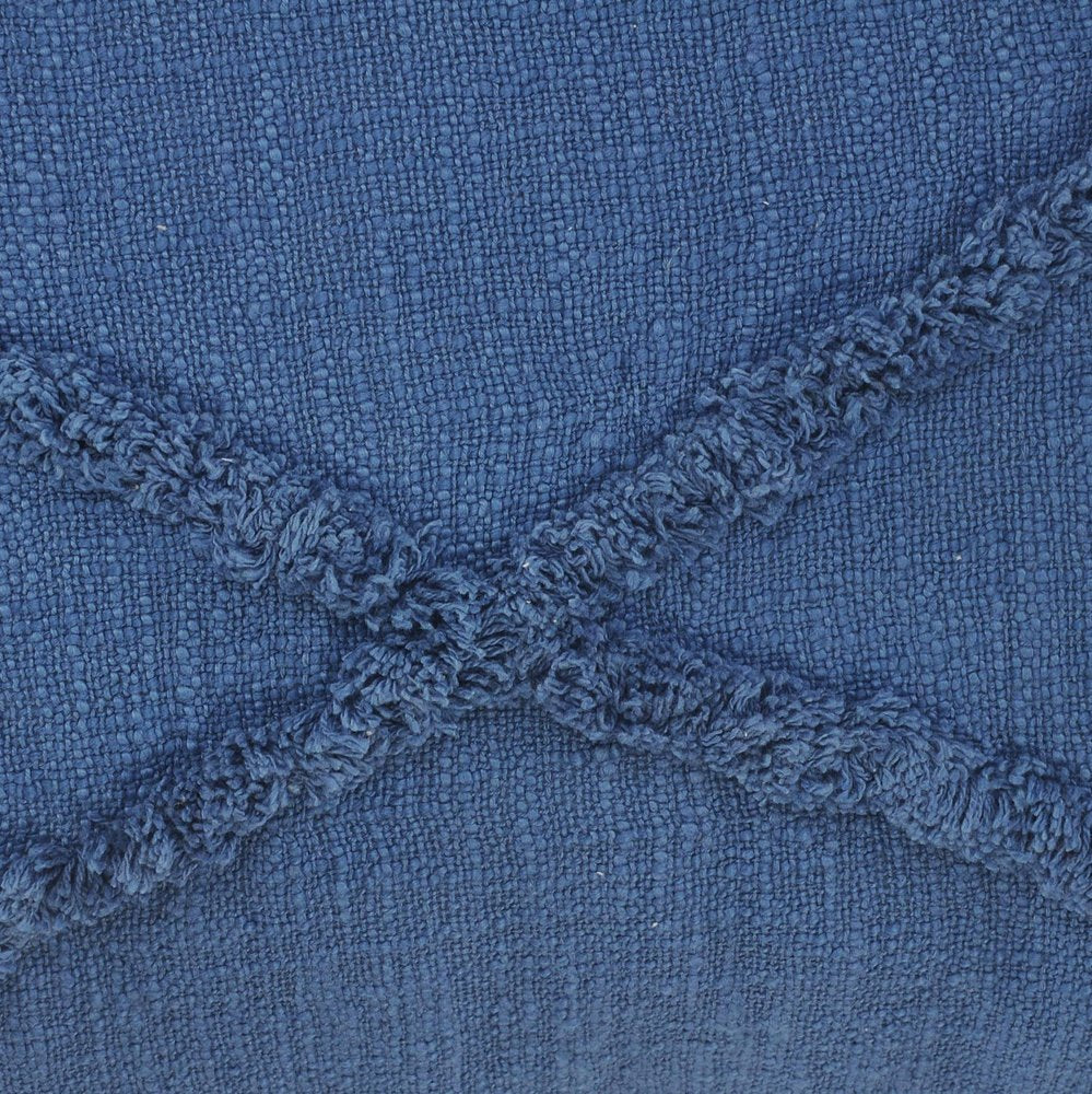 Set of Two Blue Diamond Cotton Throw Pillow With Fringe — view 4