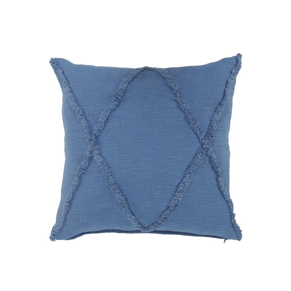 Set of Two Blue Diamond Cotton Throw Pillow With Fringe HomeRoots