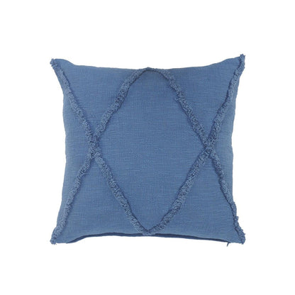 Set of Two Blue Diamond Cotton Throw Pillow With Fringe HomeRoots