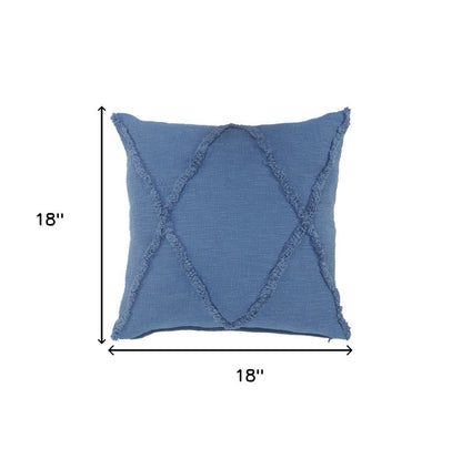 Set of Two Blue Diamond Cotton Throw Pillow With Fringe HomeRoots