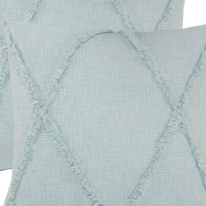Set of Two Blue Diamond Cotton Throw Pillow With Fringe HomeRoots